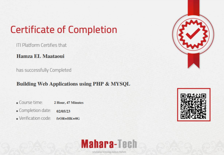 MaharaTech Certificate